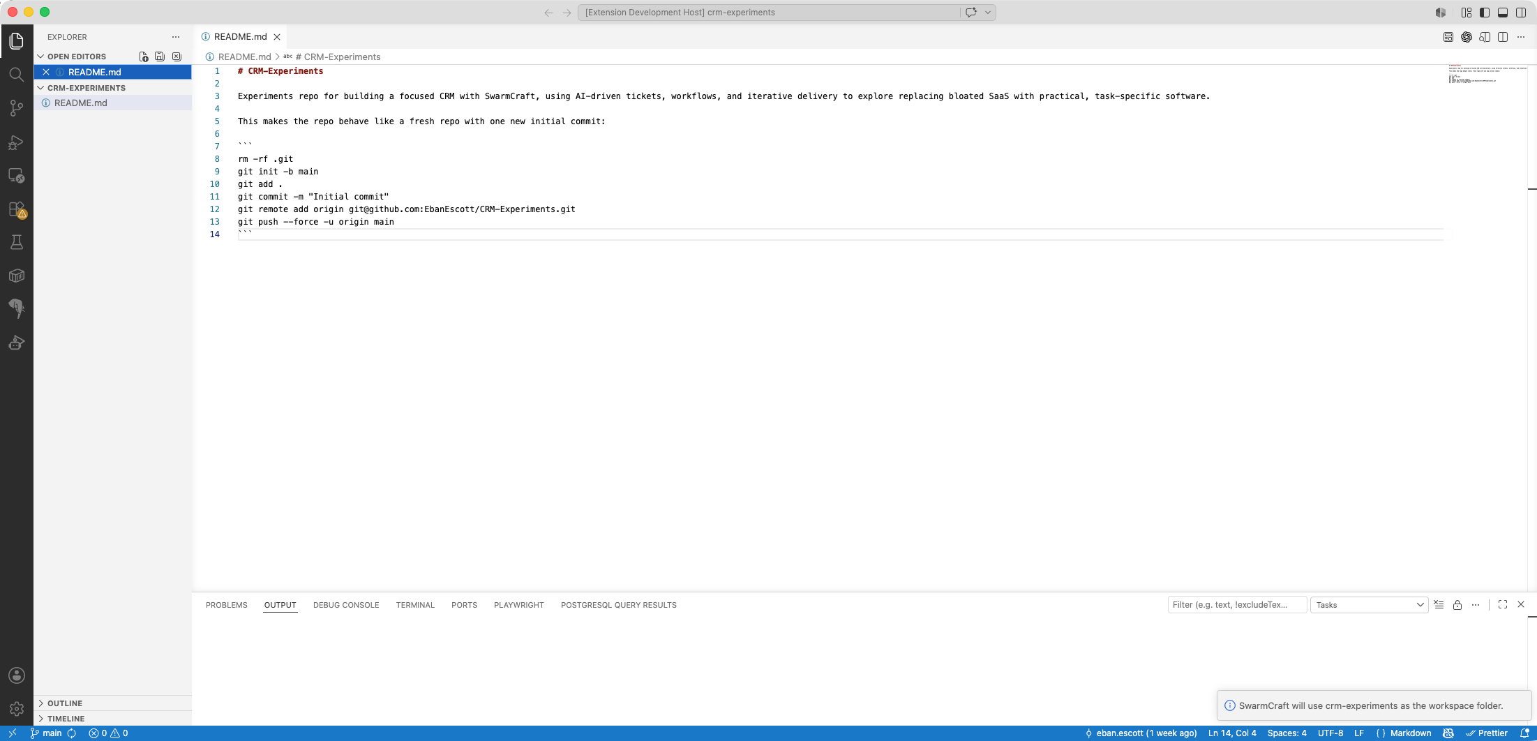 SwarmCraft extension repository selection flow