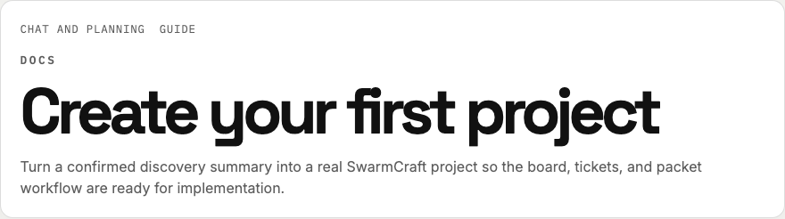 Create your first project guide overview